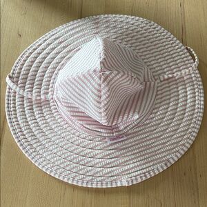 Ruffle Butts Pink and White Striped Sun Hat